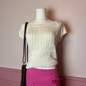 Paul Frank y2k 2006 rare babydoll vintage white knit top sz small cottage indie
